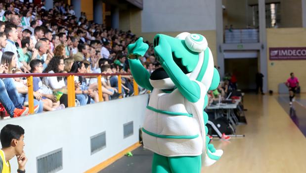 La mascota del Córdoba, Koki, en un partido del Itea en Vista Alegre