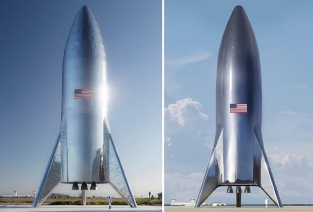 Aspecto real del «Starship Hopper», a la izquierda, y representación artística, a la derecha, publicada con anterioridad
