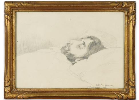 Retrato que Jean-Bernard Eschemann realizó de Marcel Proust en su lecho de muerte