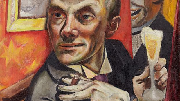 «Autorretrato con copa de champán» (1919), de Max Beckmann. Detalle. Städel Museum, Fráncfort
