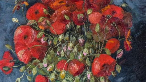 Detalle de «Florero con amapolas», de Van Gogh