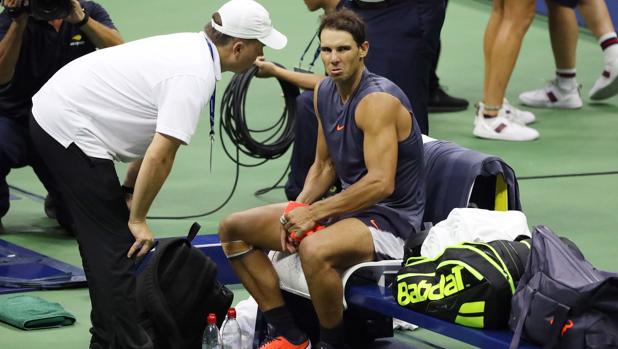 Rafa Nadal, durante su partido de semifinales contra Del Potro