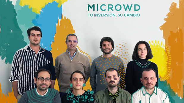 De izda a derecha: el fundador de Microwd Alejandro de León, Andrés Zancada, Álvaro Pérez Pla, Isabel Oriol (en la fila de arriba); Joao Alexandre, Cristina Oraá, Adrián Fernández y Miguel Seguido (fila de abajo).