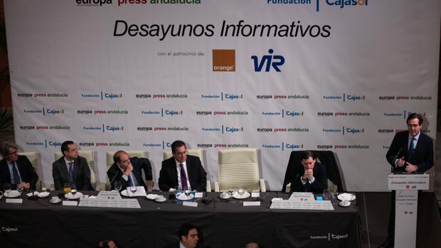 Antonio Garamendi, presidente de CEOE, durante su intervención esta mañana en Sevilla