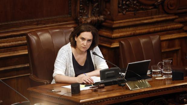 La alcaldesa, ayer durante el pleno municipal