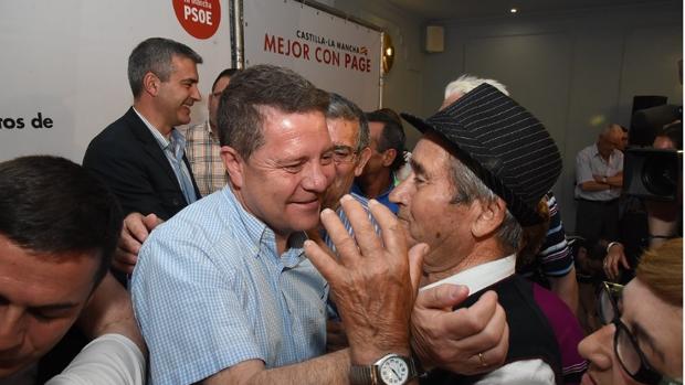 El presidente de Castilla-La Mancha y candidato del PSOE, Emiliano García-Page, este martes en Villacañas