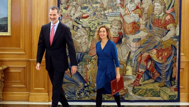 El rey Felipe recibió el miércoles a la presidenta del Congreso, Meritxell Batet