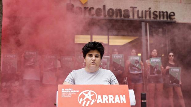 La portavoz de Arran, Adriana Roca, este miércoles en Barcelona