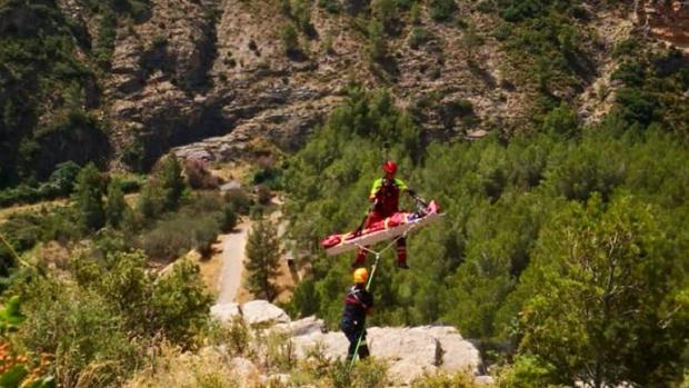 Imagen del rescate del escalador en Jérica