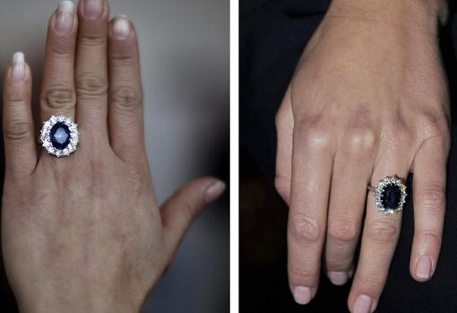 A la dcha, anillo de Catalina de Cambridge. A la izda, una copia china