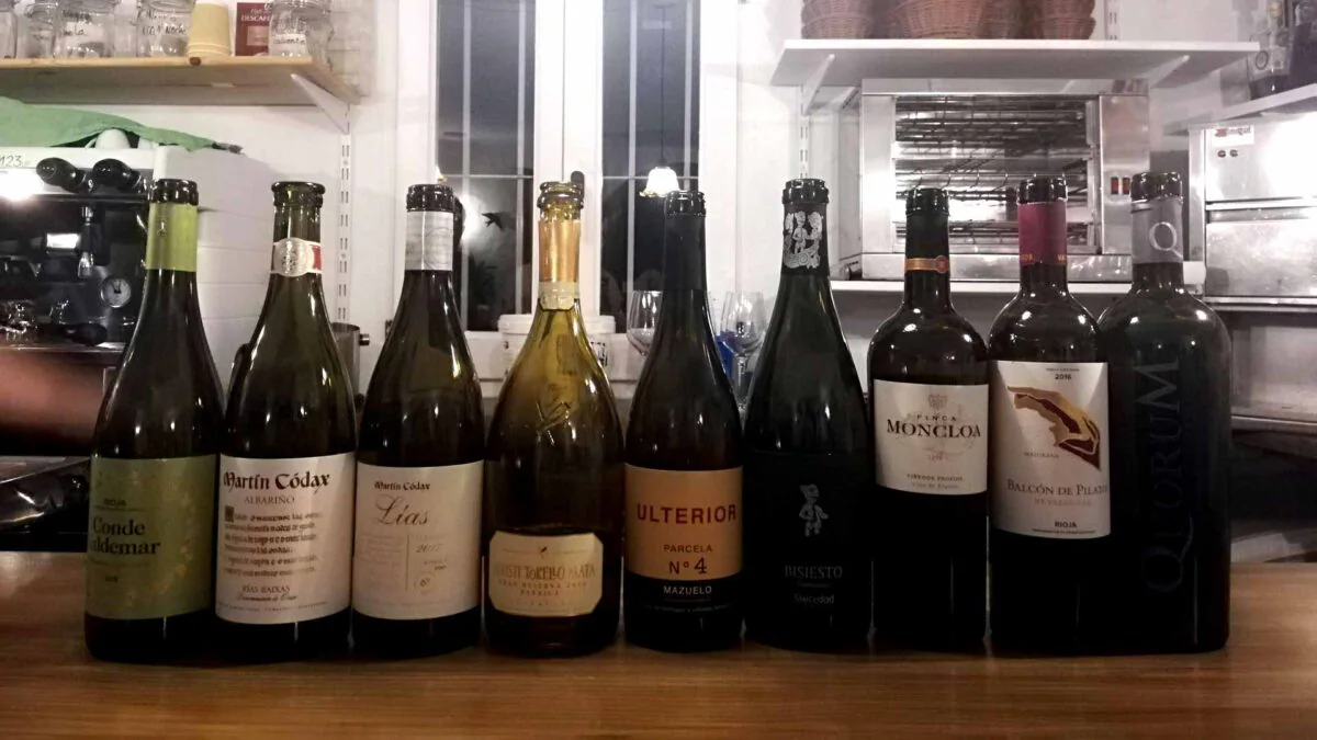 Los nueve vinos degustados durante la cata de Joaquín Parra.