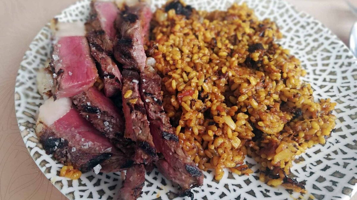 El arroz con entrecot de Angus.