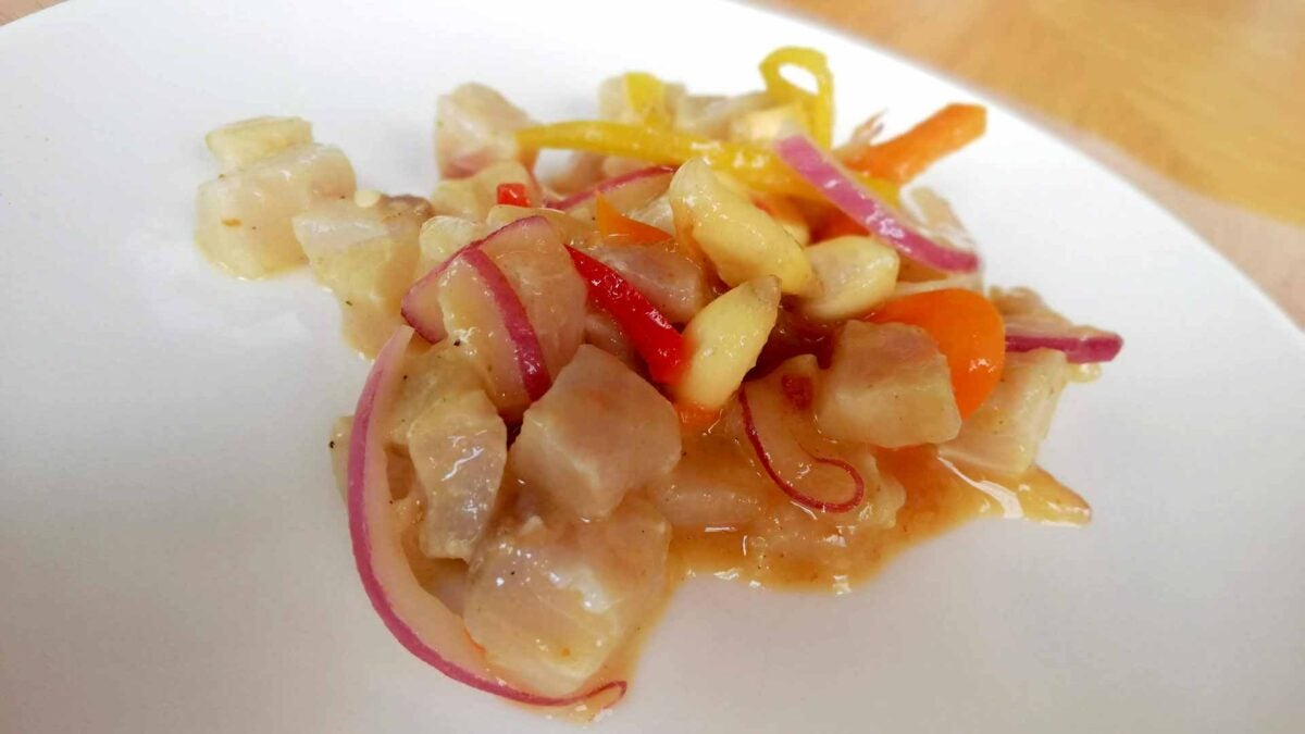 El ceviche de pez limón.