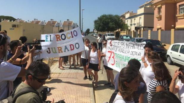 Las trabajadoras en una concentración.
