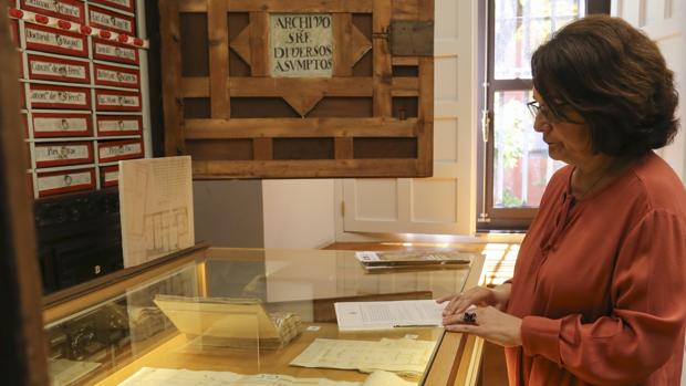 Isabel González Ferrín muestra los contenidos de la exposición